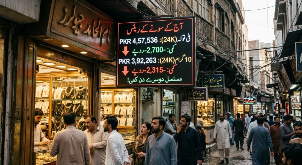 آج پاکستان میں سونے کی قیمت میں کمی اور فی تولہ ریٹ 2026