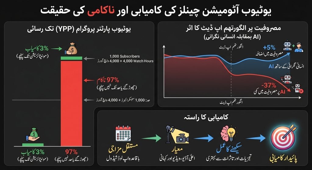 یوٹیوب آٹومیشن کی کامیابی اور ناکامی کا گراف 2026
