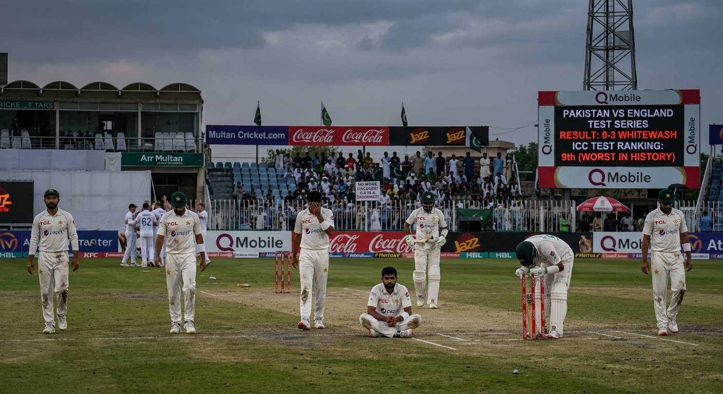 پاکستان کی ٹیسٹ رینکنگ نویں نمبر پر تاریخی تنزلی 2026