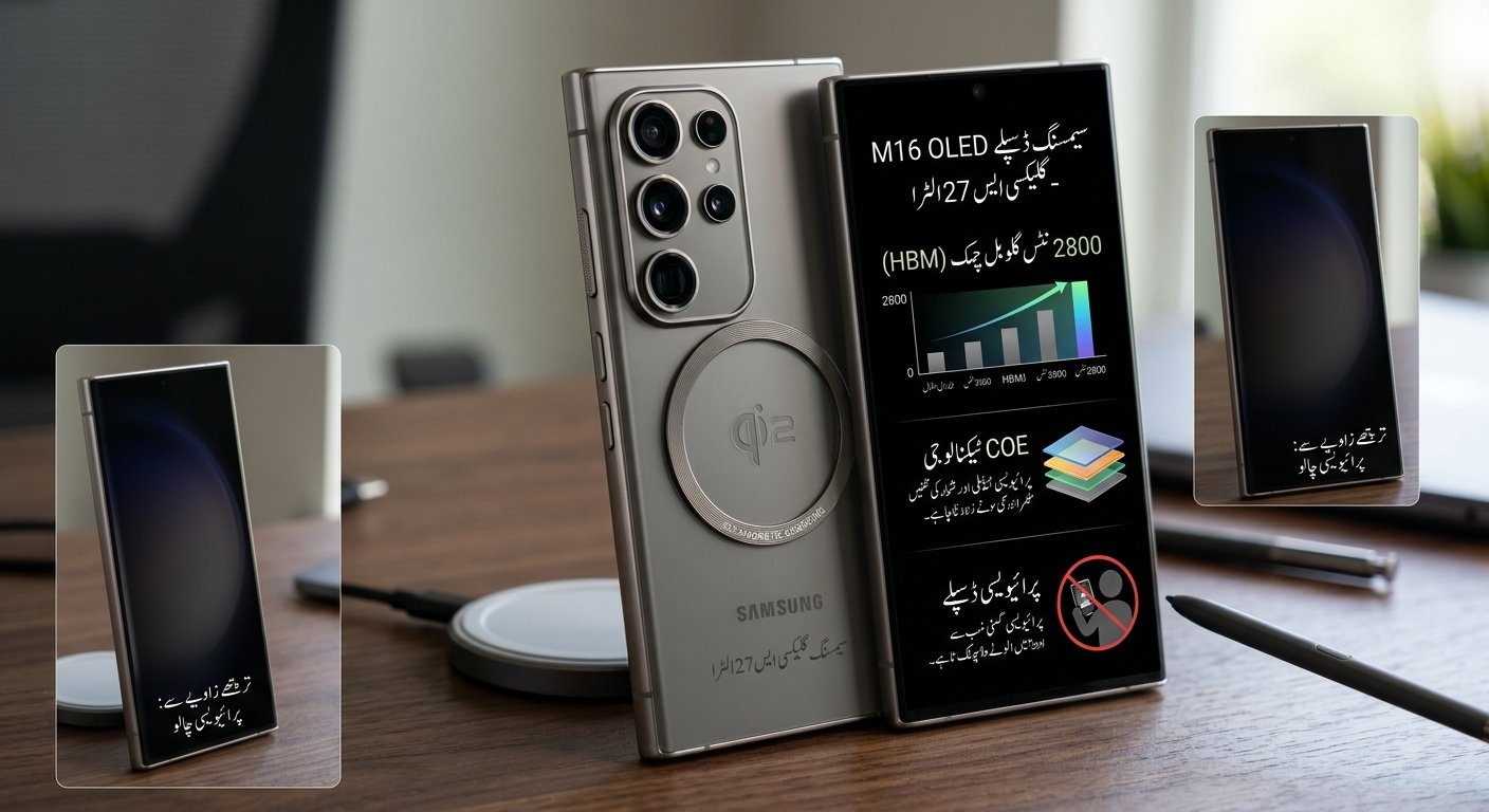 گلیکسی ایس 27 الٹرا کا M16 OLED ڈسپلے اور پرائیویسی فیچر 2027
