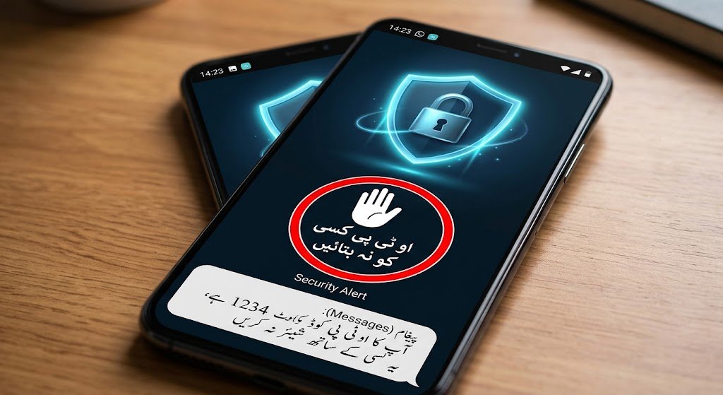 او ٹی پی فراڈ سے بچاؤ کا انتباہی پیغام اور تالا